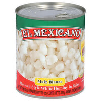 El Mexicano White Hominy, In Brine, Mexican Style - 822 Gram 