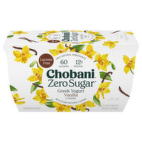 Chobani Yogurt, Zero Sugar, Greek, Nonfat, Vanilla - 4 Each 