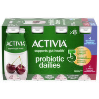 Activia Yogurt Drink, Lowfat, Cherry Flavor, Blueberry Flavor - 8 Each 