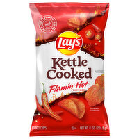 Lay's Potato Chips, Flamin' Hot Flavored, Kettle Cooked - 8 Ounce 