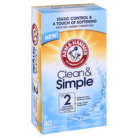 Arm & Hammer Fabric Softener Sheets, Crisp Clean - 80 Each 