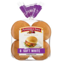 Pepperidge Farm Hamburger Buns, Soft White - 8 Each 