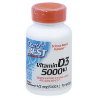 Doctors Best Vitamin D3, 5000 IU, Softgels - 180 Each