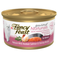 Fancy Feast Cat Food, Gourmet, Naturals, Wild Alaskan Salmon & Shrimp Recipe, In Gravy - 3 Ounce 