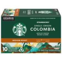 Starbucks Coffee, Ground, Medium Roast, Colombia, K-Cup Pods - 10 Each