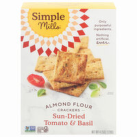 Simple Mills Almond Flour Crackers, Tomato & Basil, Sun-Dried - 4.25 Ounce 