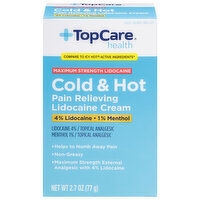 TopCare Lidocaine Cream, Pain Relieving, Maximum Strength, Cold & Hot - 2.7 Ounce 