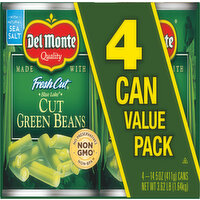 Del Monte Green Beans, Cut, Blue Lake, 4 Can Value Pack - 4 Each 