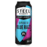 Steel Reserve Malt Beverage, Spiked, Blue Razz - 24 Fluid ounce 