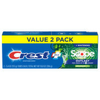 Crest Toothpaste, Fluoride, Long Lasting Mint, Scope Outlast, + Whitening, Value 2 Pack