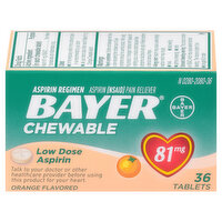 Bayer Aspirin, Low Dose, 81 mg, Chewable, Tablets, Orange Flavored - 36 Each