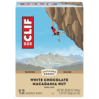 Clif Bar CLIF BAR - White Chocolate Macadamia Nut Flavor - Made with Organic Oats - Non-GMO - Plant Based - Energy Bars - 2.4 oz. (12 Pack) - 12 Each 