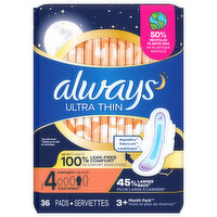 Always Pads, Ultra Thin, Size 4, Overnight - 36 Each 