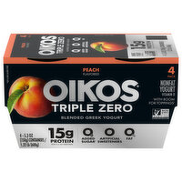 Oikos Triple Zero Yogurt, Nonfat, Greek, Blended, Peach Flavored, 4 Pack - 4 Each 