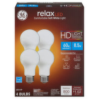 GE Bulbs, LED, HD Light, Soft White, 8.5 Watts - 4 Each 