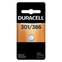 Duracell Battery, Silver Oxide, 301/386, 1.5V - 1 Each 