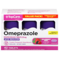 TopCare Omeprazole, 20 mg, Tablets, Wildberry Mint, Value Pack