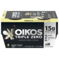Oikos Yogurt, Greek, Vanilla, Blended, 4 Pack - 4 Each 
