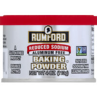 Rumford Baking Powder, Reduced Sodium, Aluminum-Free, Double Acting - 4 Ounce 