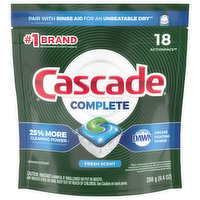 Cascade Dishwasher Detergent, Fresh Scent - 18 Each
