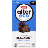 Alter Eco Dark Chocolate, Organic, Deep Dark Blackout, 85% Cocoa - 2.82 Ounce 