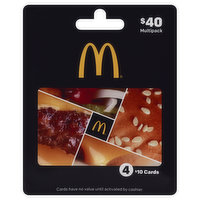 McDonalds Gift Card, $40 - 4 Each 