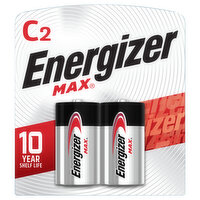 Energizer Batteries, Alkaline, C - 2 Each 