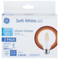 GE Light Bulbs, LED G25, Soft White, 5.5 Watts, Classic Shape, 2 Pack - 2 Each 