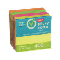 Simply Done Sticky Notes Cube, Neon (400 Sheets)