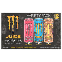 Juice Monster Energy Drink, Energy + Juice, Variety Pack, 12 Pack - 12 Each 