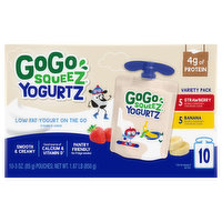 GoGo Squeez Yogurt On the Go, Low Fat, Strawberry/Banana, Variety Pack, 10 Pack - 10 Each 