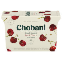 Chobani Yogurt, Greek, Nonfat, Black Cherry on the Bottom, Value 4 Pack - 4 Each 