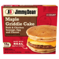 Jimmy Dean Sandwiches, Pork & Chicken Sausage, Egg and Cheese, Maple Griddle Cake - 4 Each 