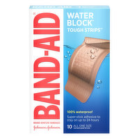 Band-Aid Bandages, Adhesive, Tough Strips, All One Size - 10 Each