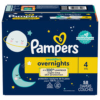 Pampers Diapers, Overnights, 4 (22-37 lb), Super Pack - 58 Each 