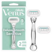 Venus Deluxe Smooth Sensitive Women's Razor Handle + 2 Blade Refills - 1 Each 