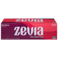 Zevia Soda, Zero Sugar, Black Cherry - 12 Each 