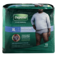 Depend Underwear, Maximum, Extra Large, for Men - 15 Each