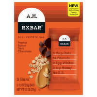 Rxbar Protein Bar, Peanut Butter Dark Chocolate, A.M. - 5 Each 