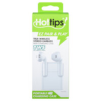 Hottips! Earbuds, with Charging Case, True Wireless, Stereo - 1 Each 