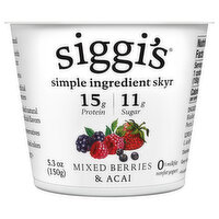 Siggi's Yogurt, Mixed Berries & Acai, Nonfat, 0% Milkfat