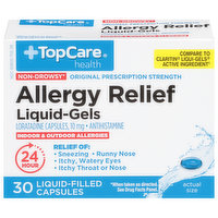 TopCare Allergy Relief, Non-Drowsy, Original Prescription Strength, 10 mg, Liquid-Gels - 30 Each 