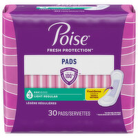 Poise Pads, Light, Regular Length - 30 Each 