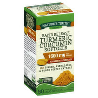 Nature's Truth Turmeric Curcumin, 1600 mg, Rapid Release Liquid Softgels - 60 Each 