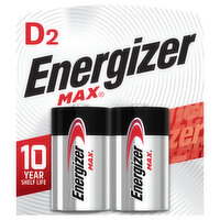 Energizer Batteries, Alkaline, D - 2 Each 