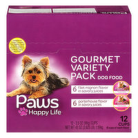 Paws Happy Life Dog Food, Gourmet Variety Pack - 12 Each 