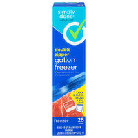 Simply Done Freezer Bags, Double Zipper, Gallon Size - 28 Each 