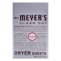 Mrs Meyers Dryer Sheets, Lavender Scent - 80 Each 
