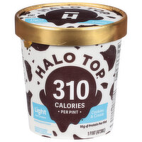 Halo Top Ice Cream, Light, Cookies & Cream - 1 Pint 