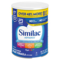 Similac Advance Infant Formula, with Iron, Milk-Based Powder, OptiGro, 0-12 Months - 30.8 Ounce 